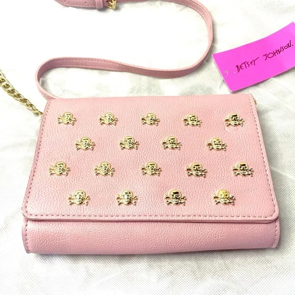 Betsey Johnson Pink Crossbody with Gold Skull Accents - Picture 7 of 7